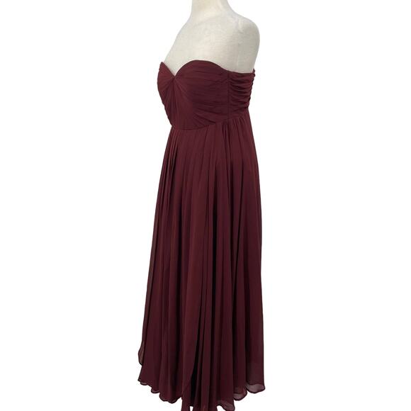 Jenny Yoo Collection Gown Pleated Bodice Strapless Sweetheart Maxi Burgundy 6 - Picture 4 of 10